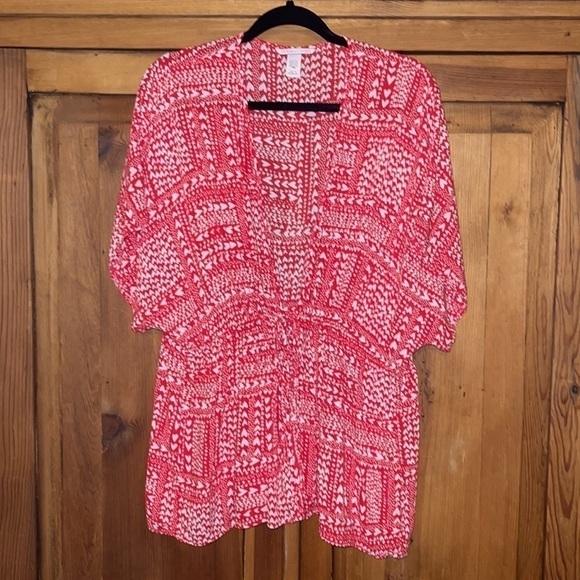 Victoria Secret Red & White Heart Kimono/ Cardigan OS - Picture 3 of 13